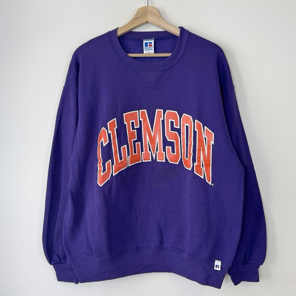 Vintage 90's Russell Clemson University Purple Crewneck Sweatshirt - Large